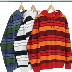 Supreme SS17 Striped hooded crew neck